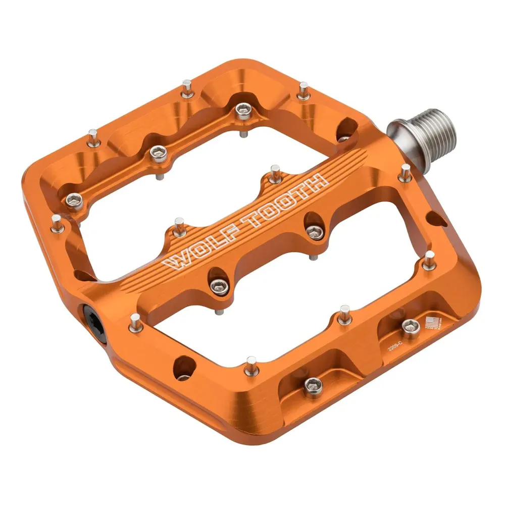 uPRISE Bikes Wolf Tooth Waveform Flat MTB Pedals - Orange | Price match, 365 day return s, 18-Month Warranty, Finance Available & Free UK Delivery