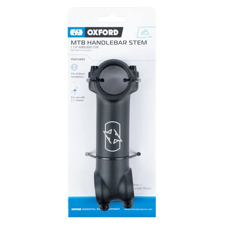 Oxford MTB Handlebar Stem - 1 1/8' Inch 7 Degree - Black-1
