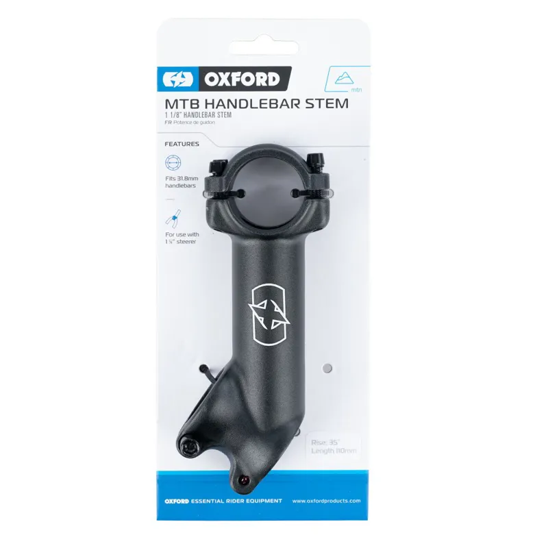 Oxford MTB Handlebar 1 1/8 Inch 35 Degree Stem - Black-1